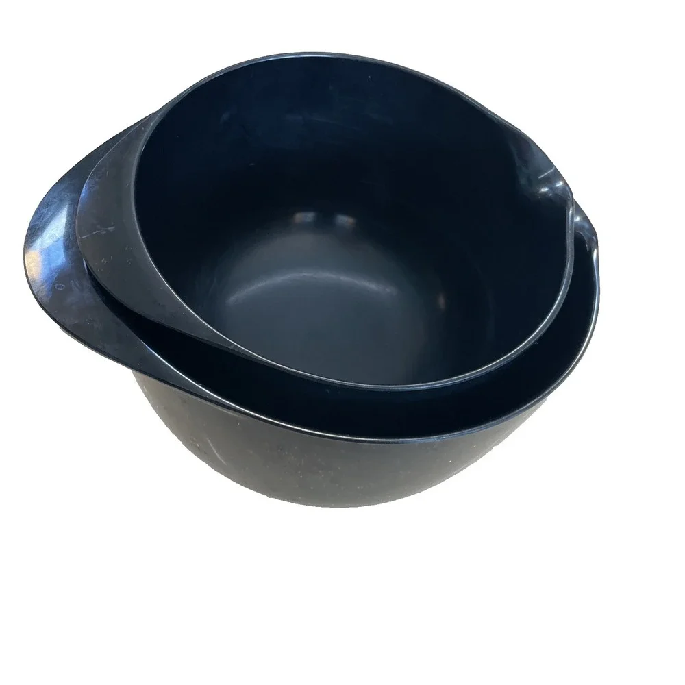 Vintage Rosti Denmark Mixing Bowls Lot of 2 Melamine 2L & 3L Black Nesting Spout